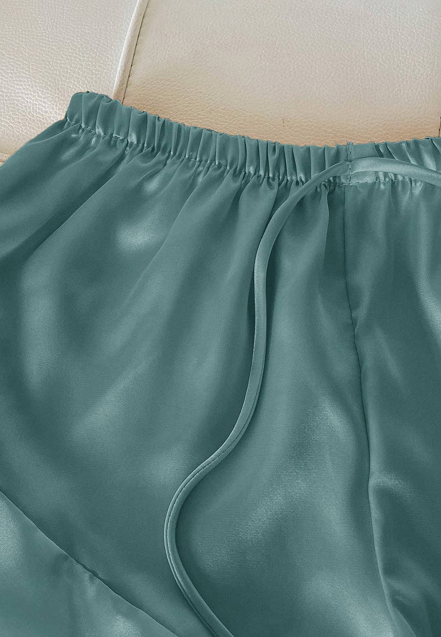 Anna Kaci Wholesale - Wholesale Lounge Set - Women's - Satin Tank and Ruffle Hem Shorts34