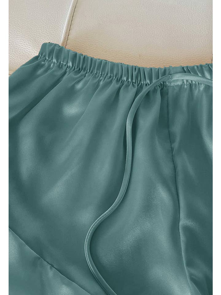 Anna Kaci Wholesale - Wholesale Lounge Set - Women's - Satin Tank and Ruffle Hem Shorts34