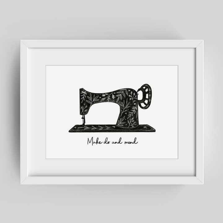 Singer Sewing Machine Print - Make Do And Mend for wholesale by Juniper Press