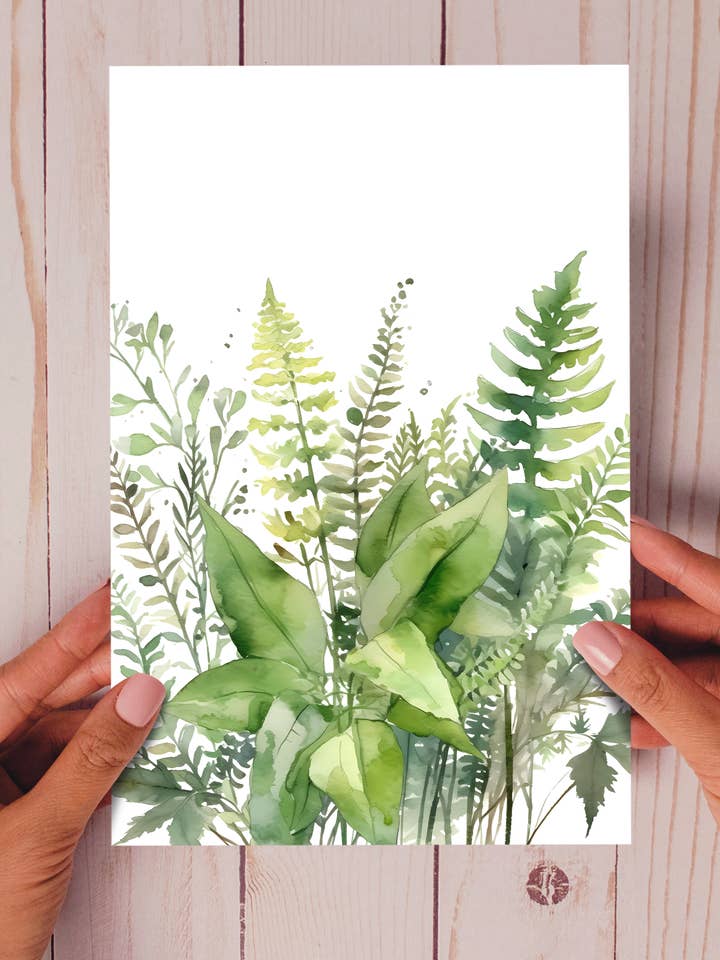 Feathered Ferns- eco-friendly botanical nature gardener card for wholesale by Homemade Hollydays Wholesale