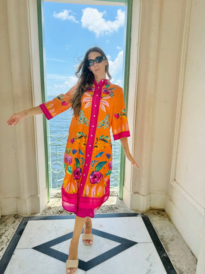 IslaPayal – wholesale Klänning - Dam – IBIZA MIDI | BEE'S GARDEN ORANGE
