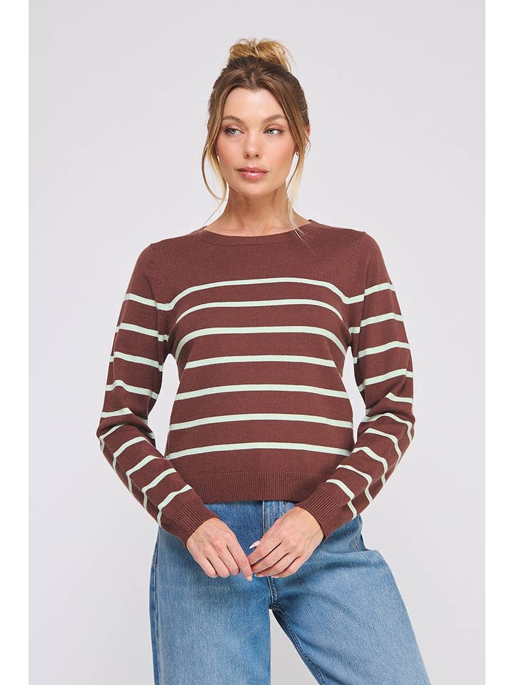 Allie Rose - Wholesale Knit Top - Women's - Fine gauge striped sweater
