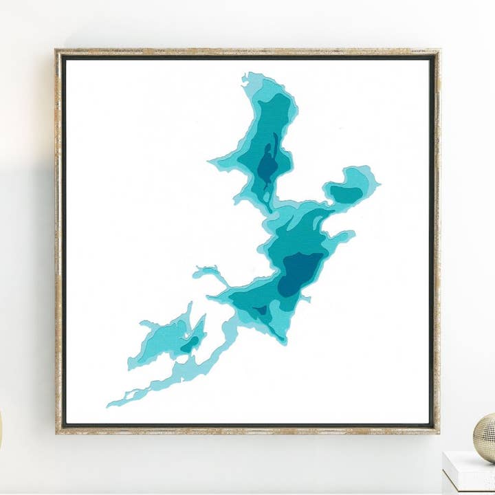 Bathymetrische kaart van Drag Lake Paper voor wholesale door Cardtography