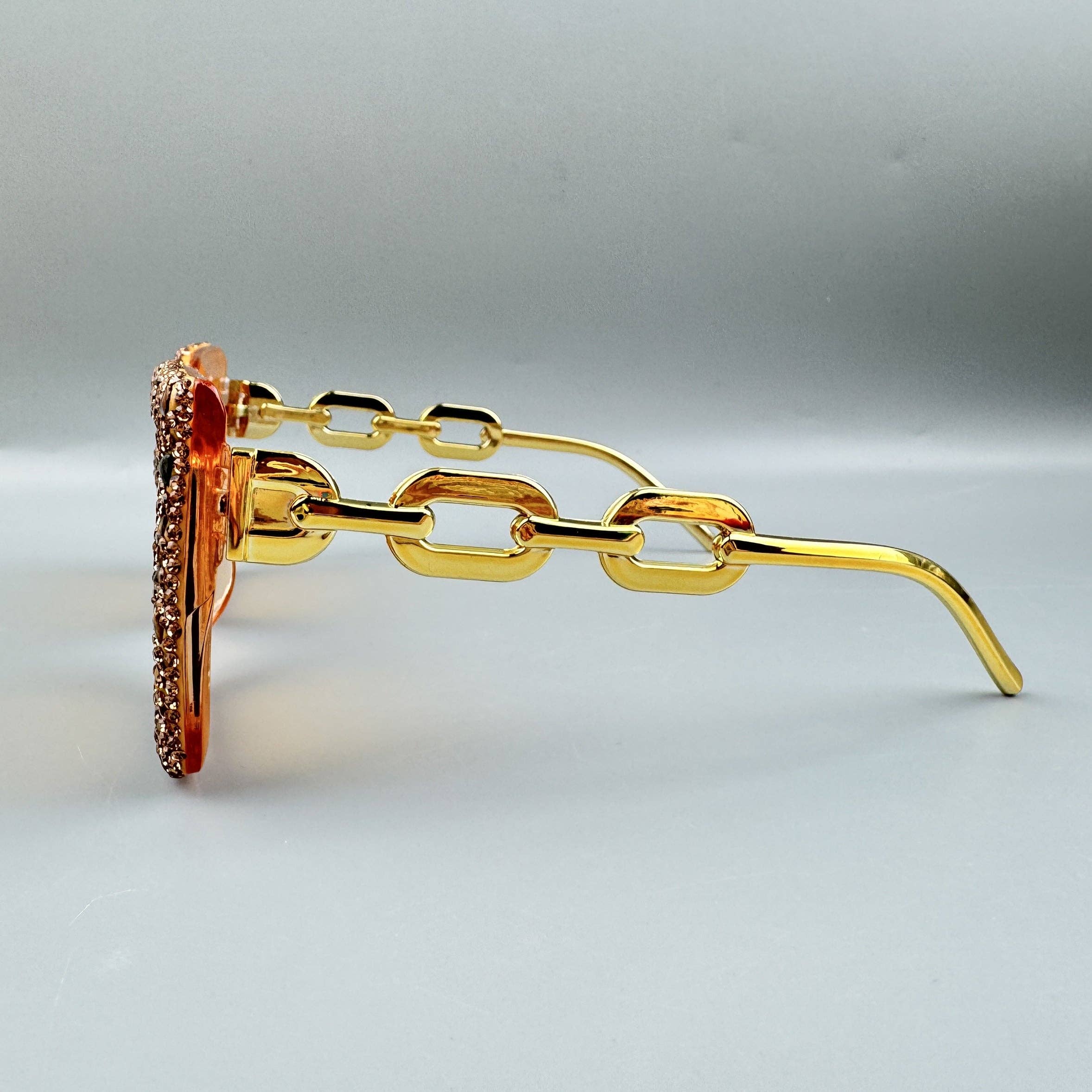 Gold Handmade Rhinestone Stone Square Sunglasses G0532 for wholesale on Faire6