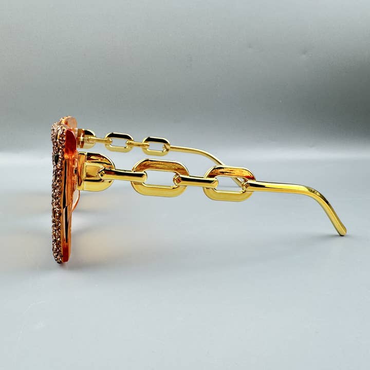 Gold Handmade Rhinestone Stone Square Sunglasses G0532 for wholesale on Faire6