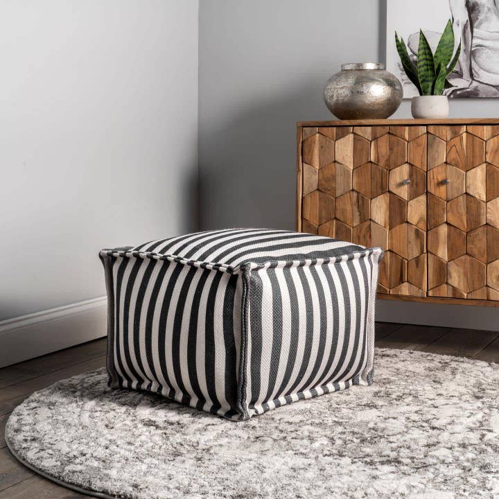 nuLOOM - Wholesale Pouf - Porto Striped Indoor/Outdoor Filled Ottoman Pouf2