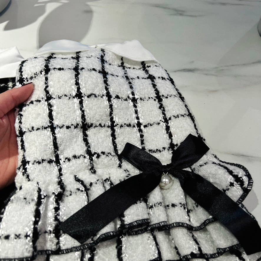 Channyfinds - Wholesale Pet Dress - Dog - Classic | Tweed Style Monochrome Pet Dress12