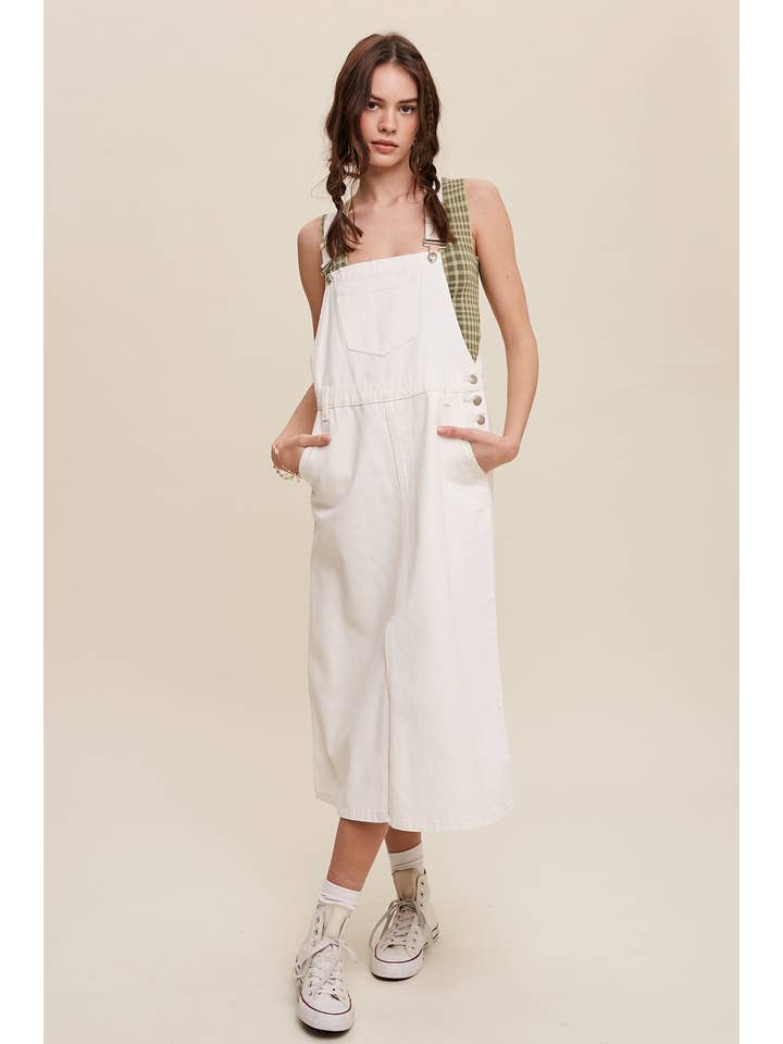 Weiss Weißes Denim-Overall-Midikleid für den Großhandel auf Faire2