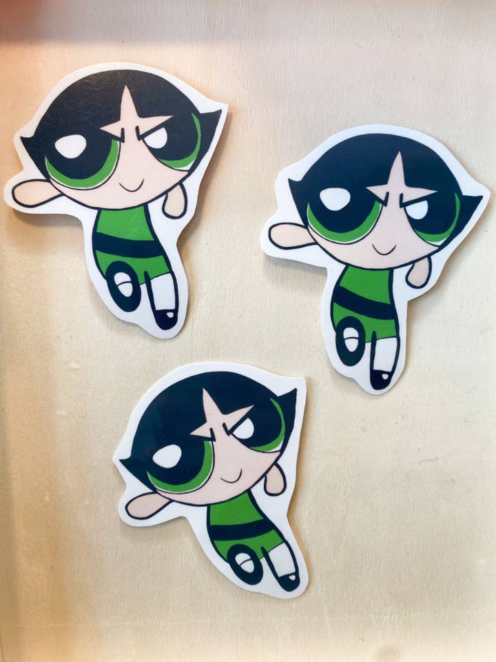Powerpuff Nostalgia Sticker, Buttercup Girl Power Stationary for wholesale by Frost & Fringe Craft Co.