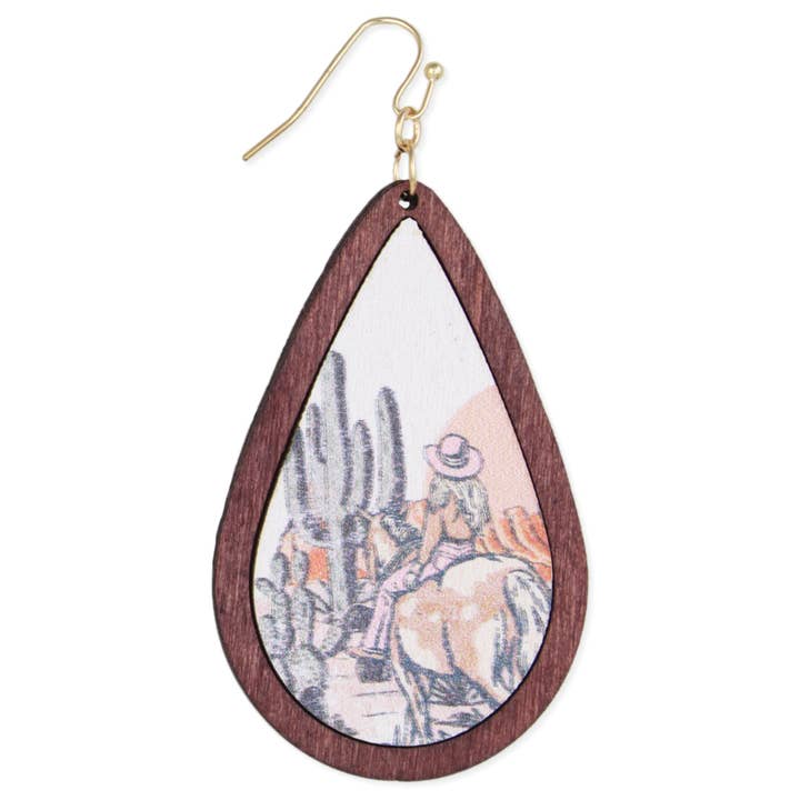 Hem på prärien ökenmönstrade träörhängen för wholesale av ZAD