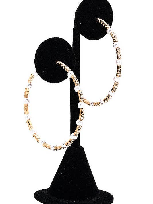 Großer Creolenring mit Perlenstrass für den Großhandel von Andrea Bijoux