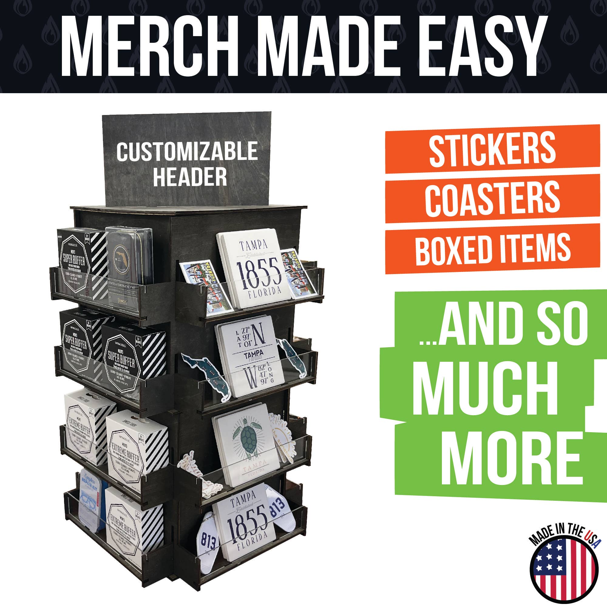 Torched Displays - Wholesale Retailer Display Stand/Case - 4-Sided Rotating Display Stand for Craft Shows, Trade Shows7