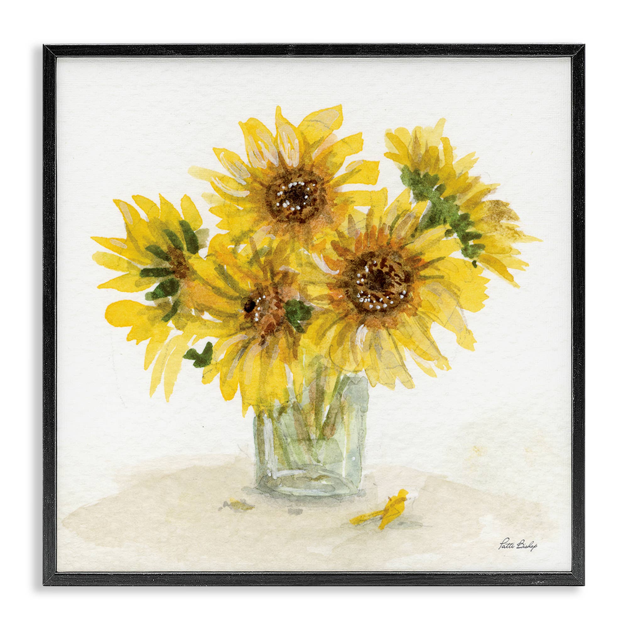 Stupell Industries - Vente Décoration murale – enfant et bébé - Art encadré à l'aquarelle de tournesol en pot1