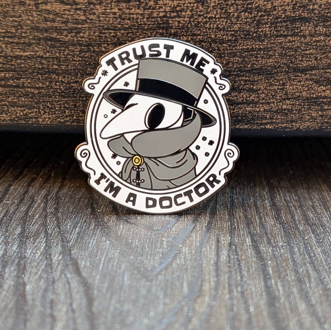 Mimic Gaming Co - Wholesale Lapel Pin/Button - Trust Me I'm A Plague Doctor Hard Enamel Pin -1.5"