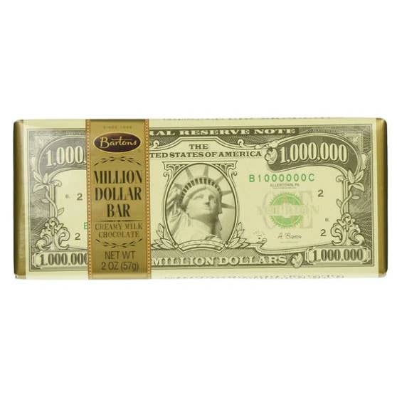 Grandpa Joe's Candy Shop - Wholesale Chocolate - Bartons Million Dollar Creamy Milk Chocolate Bar, 2oz 12ct
