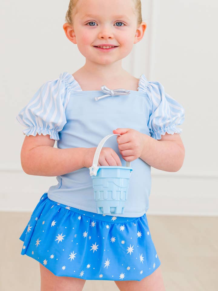 Girls Crystal Blue Princess Puff Sleeve Skirted 2-Piece Swimsuit
for wholesale on Faire