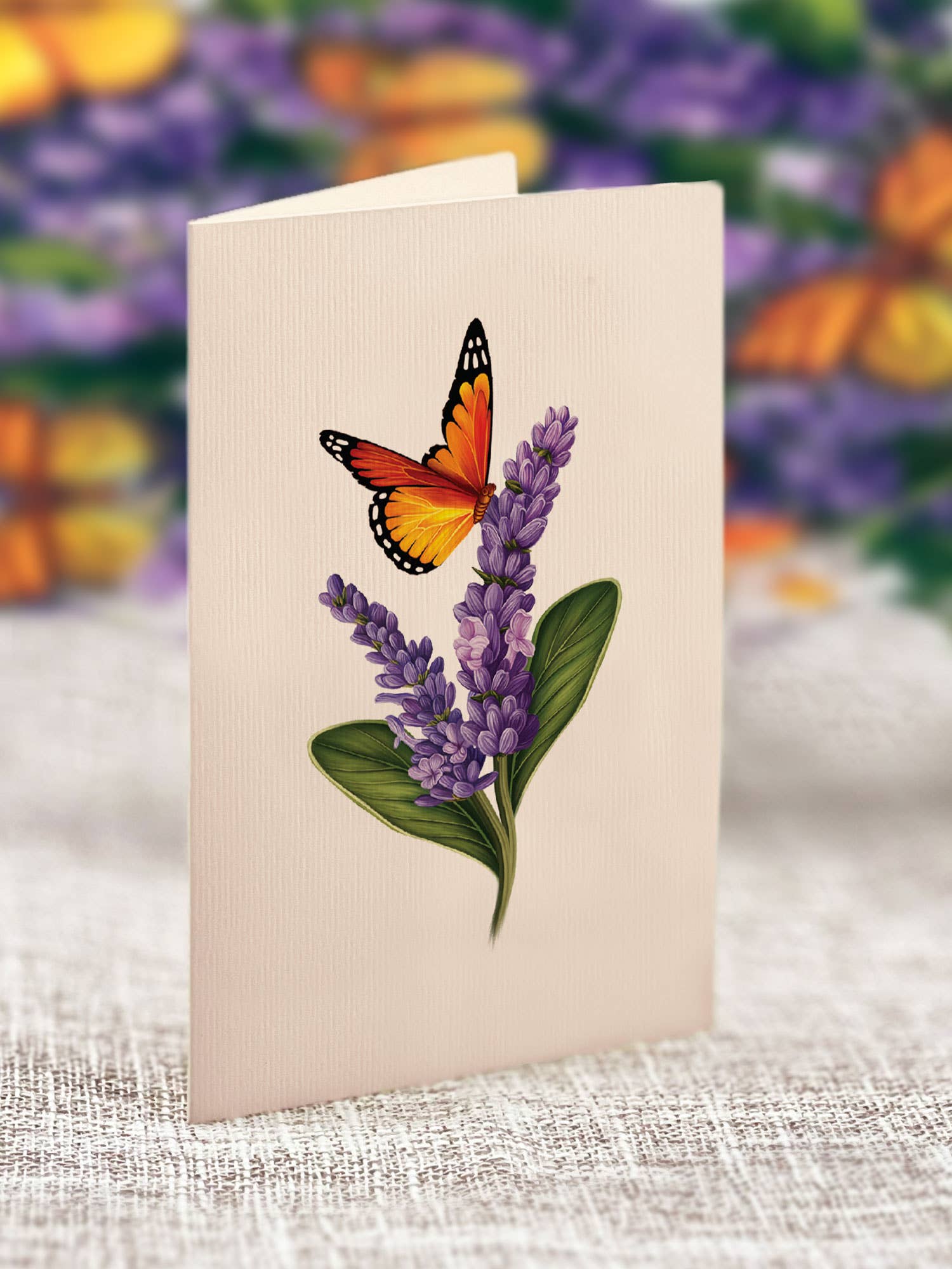 FreshCut Paper LLC - Wholesale Everyday Greeting Card - Lavender & Butterflies (8 Pop-up Greeting Cards)3