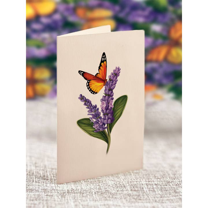 FreshCut Paper LLC - Wholesale Everyday Greeting Card - Lavender & Butterflies (8 Pop-up Greeting Cards)3
