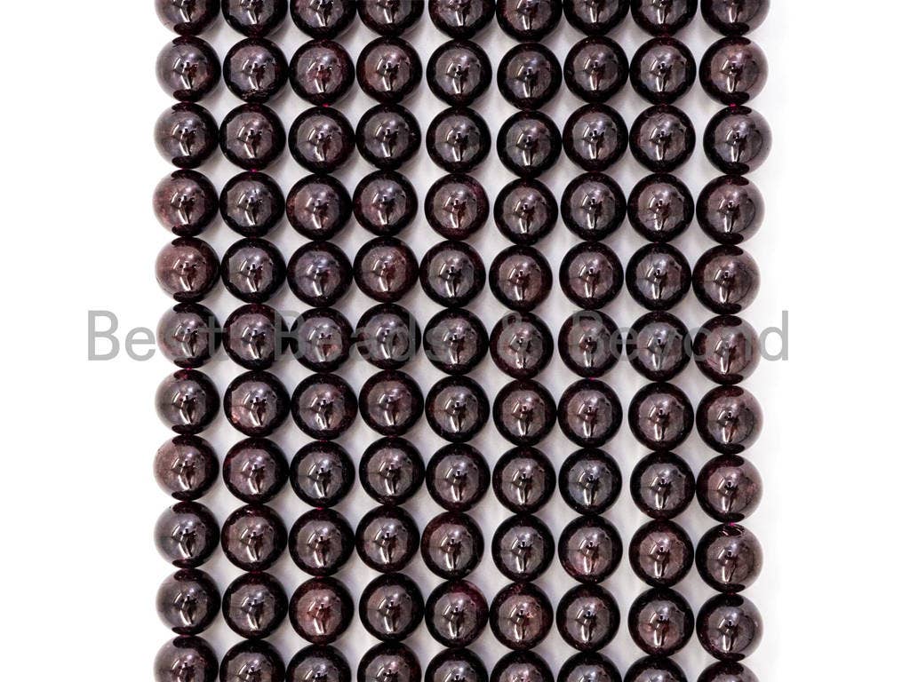 BestBeads&Beyond – Großhandel Perlen – Natürlicher Granat in hoher Qualität, runde glatte Granatperlen3