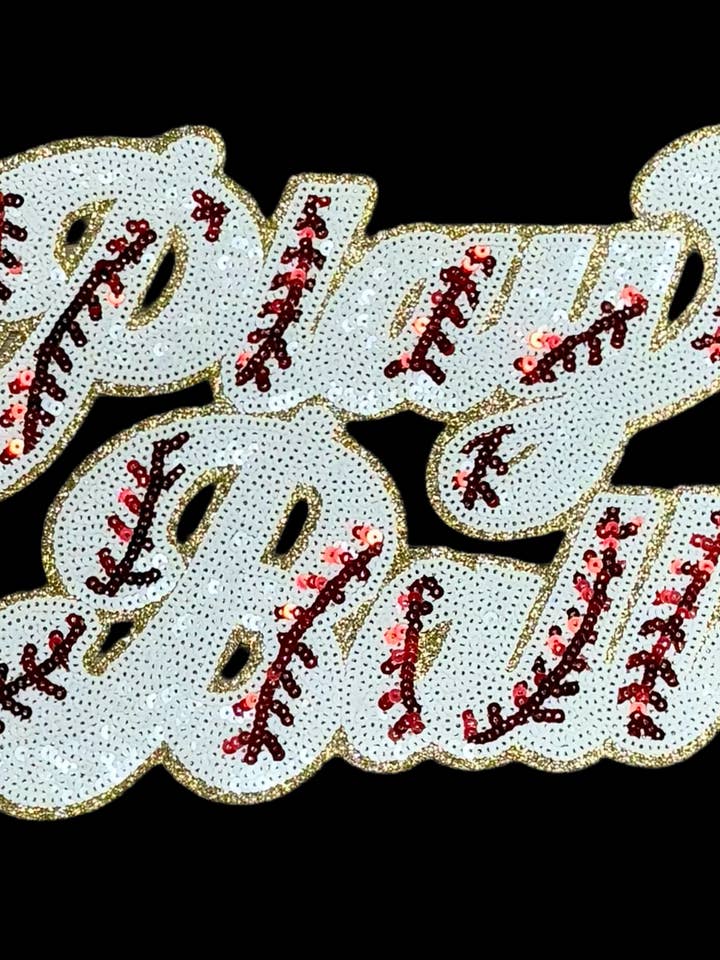 Baseball Patch, 11" Patch, Sequin Play Ball Patch, Baseball Patch, Iron on Patch, Glitter Patch, DIY Patch, Baseball Mom, Dad, Coach .... for wholesale by sequinandstiches