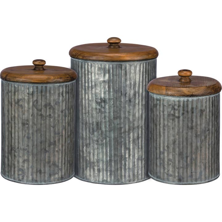 Galvanized Canister Set for wholesale by Primitives by Kathy