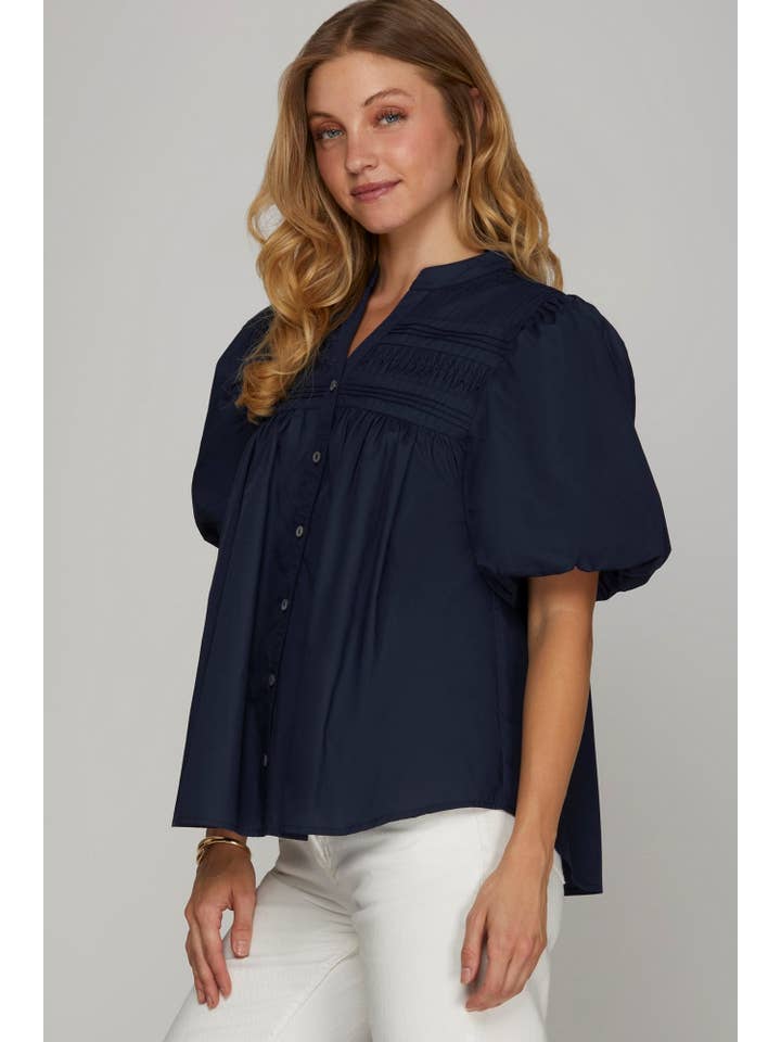 Peace Love Line – wholesale Blouse – Women’s – PL5241 - STAND NECK PINTUCK DETAIL WOVEN TOP8