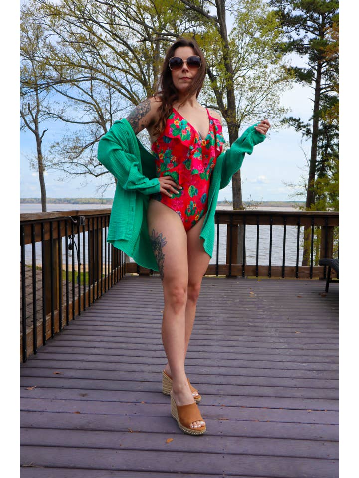 MK316 Quinn Double Gauze Oversized Button Shirt - Green for wholesale on Faire