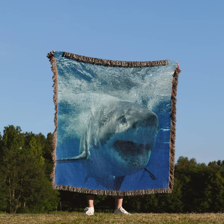 3dRose - Wholesale Throw Blanket - 3dRose, Great White Shark, Blanket1