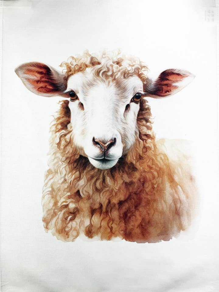 Sheep Face large cotton tea towel for wholesale by Half a Donkey