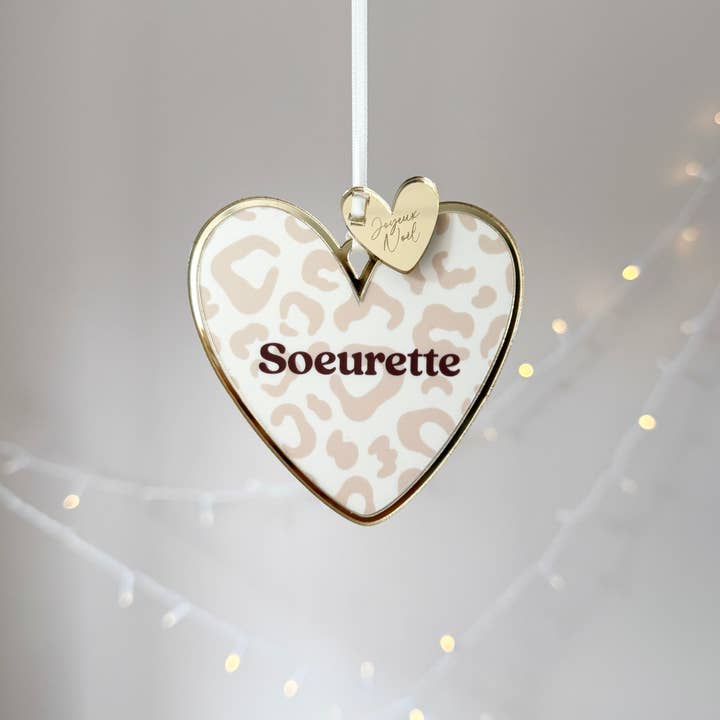 Print Your Love - Wholesale Christmas Decoration - Leopard print heart Christmas bauble
