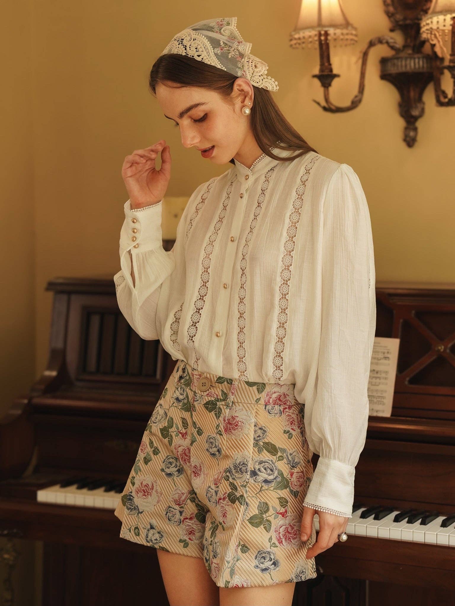 ROSIE POSIE - Wholesale Blouse - Women's - RP2225 - Vintage-Inspired Lace Trimmed Blouse2