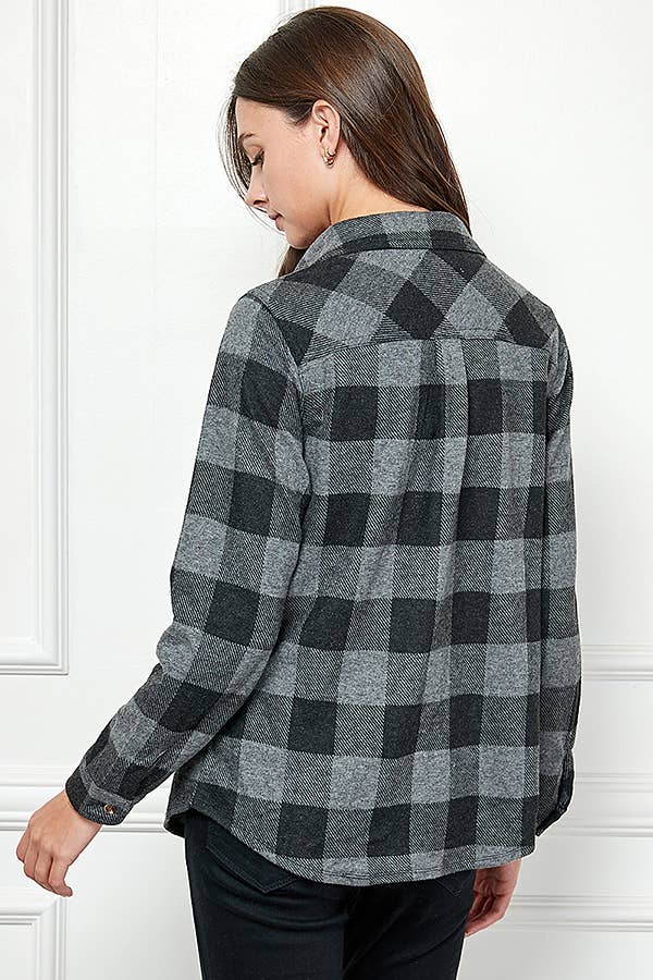Veracci - Wholesale Button Down Shirt - Women's - Stretch button Up Women Plaid Sweater Shirt23