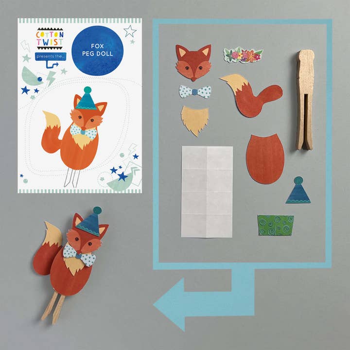 Cotton Twist - Wholesale DIY Craft Kit - Kids - Make Your Own Fox Peg Doll Kit
