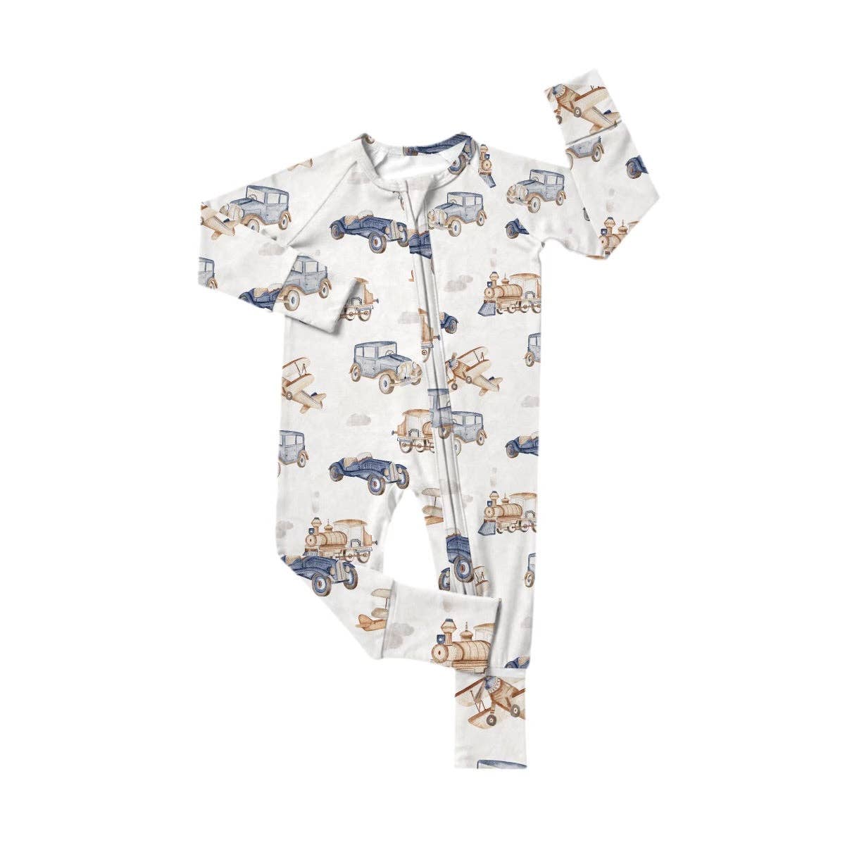 Laney Baby - Wholesale Jumpsuit - Baby - Timeless Travels Zipper Romper0