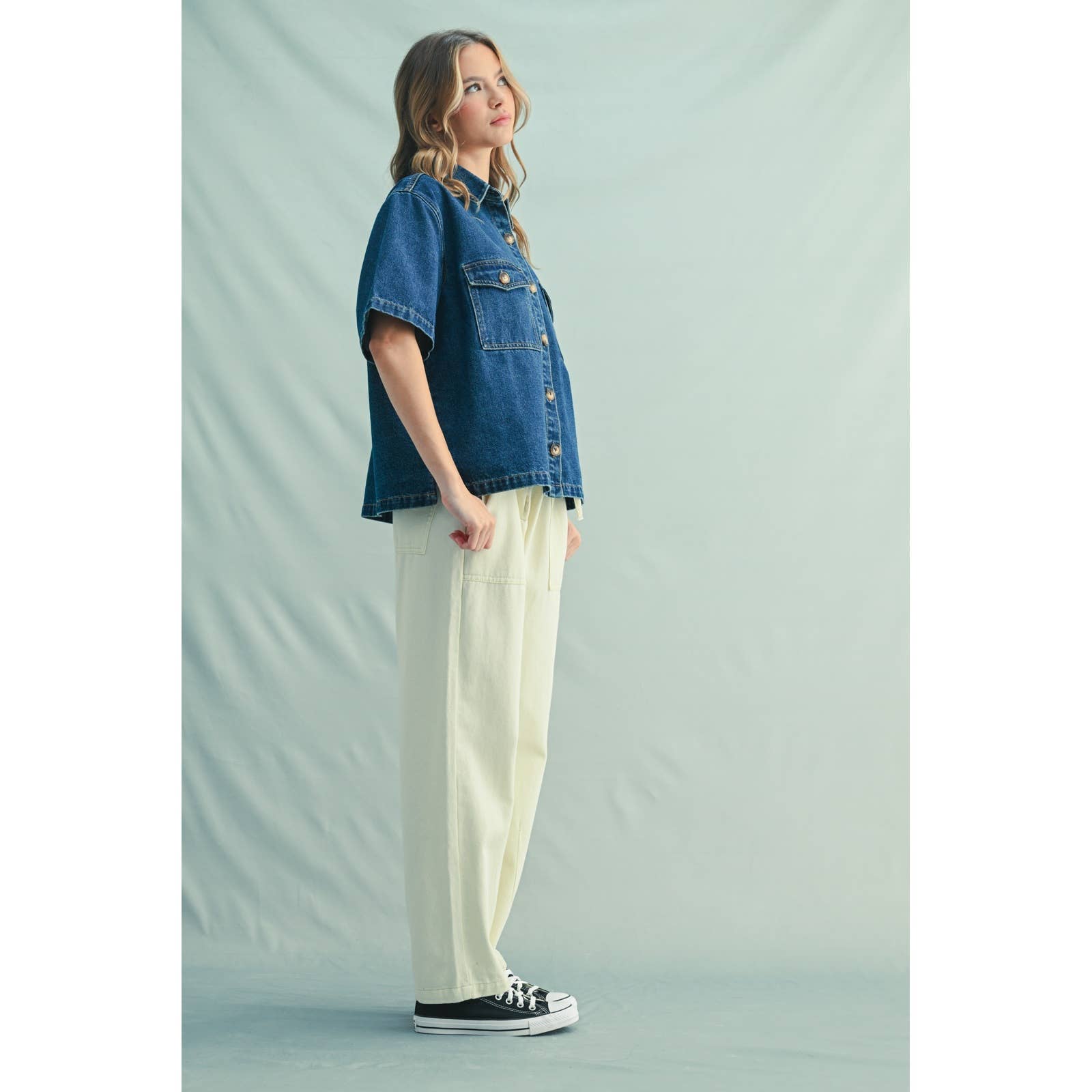 Wishlist Apparel – Engroshandel Skjorte - Dame – KNAPPE-OP DENIMSKJORTE / WL25-11256T2