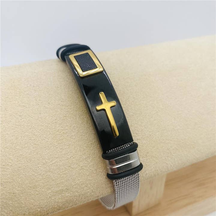 Mio Queena - Vente Bracelet jonc - Bracelet croix ajustable en titane