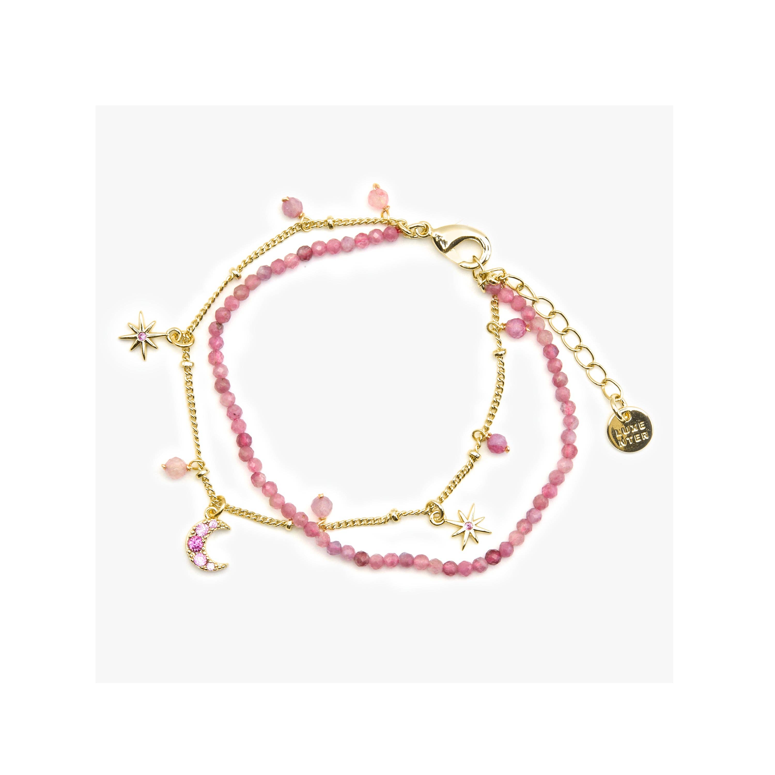 Luxenter - Wholesale Beaded Bracelet - Pulsera con Cristal Rosa acabado oro 18k - Ethal1