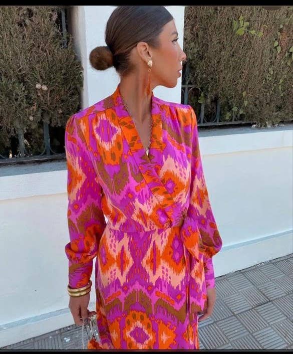 LORIANE - Vente Robe – femme - 10572A   - Robe portefeuille imprimée taille unique3