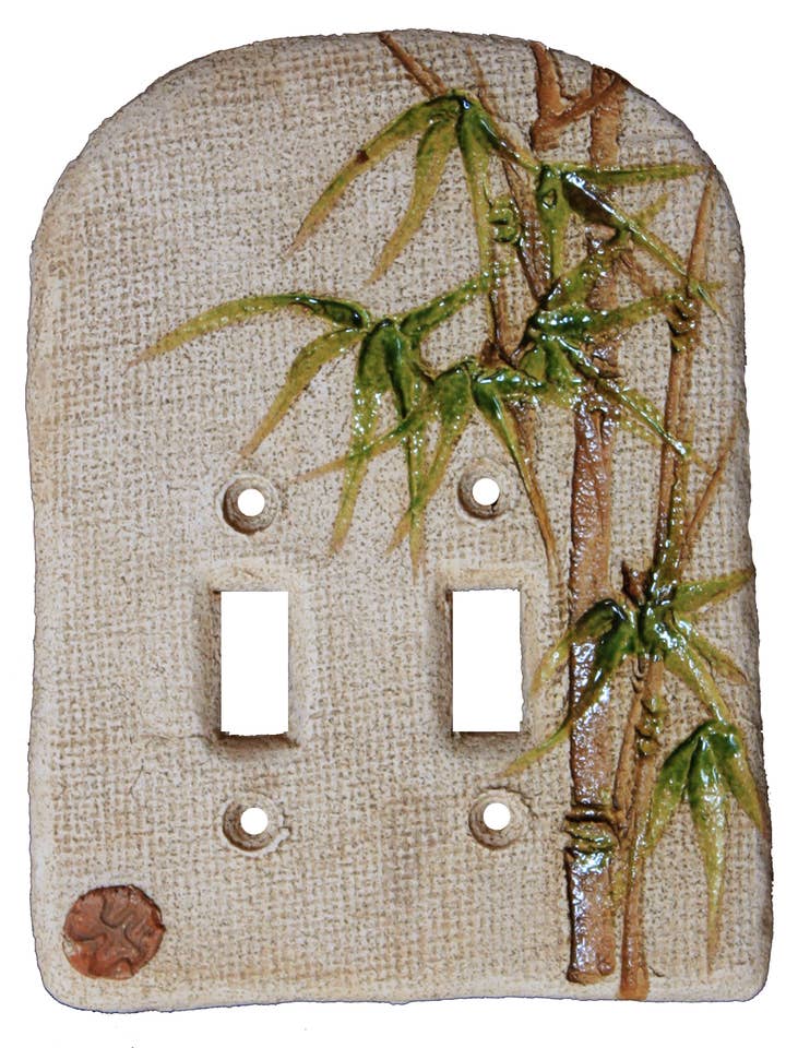 Tampa Placa Interruptor Duplo Cerâmico Bambo por atacado de Mad Monk Art