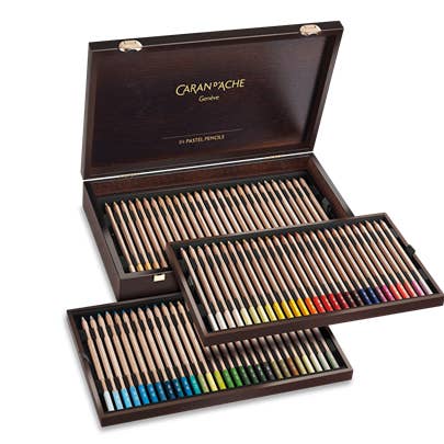 Wooden Box of 84 Pastel Pencils for wholesale by Caran d'Ache