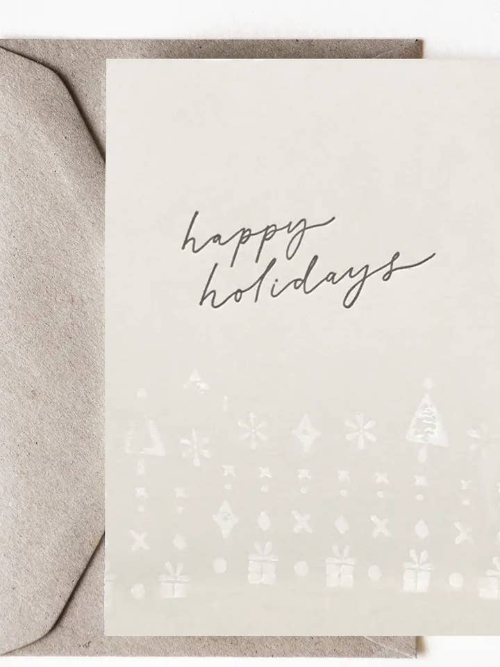 Happy Holidays - block print for wholesale by THE LITTLE PRESS