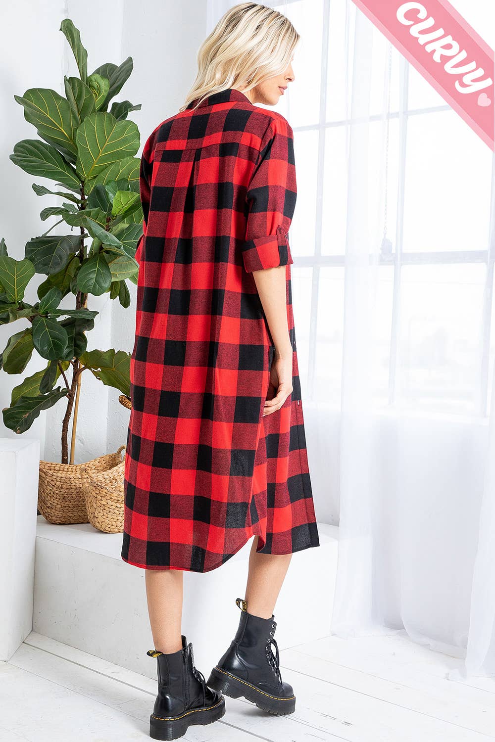 Sweet Lovely by Jen - Wholesale Button Down Shirt - Women's - SW2012PL  PLAID BUTTON UP LONG SHIRT7