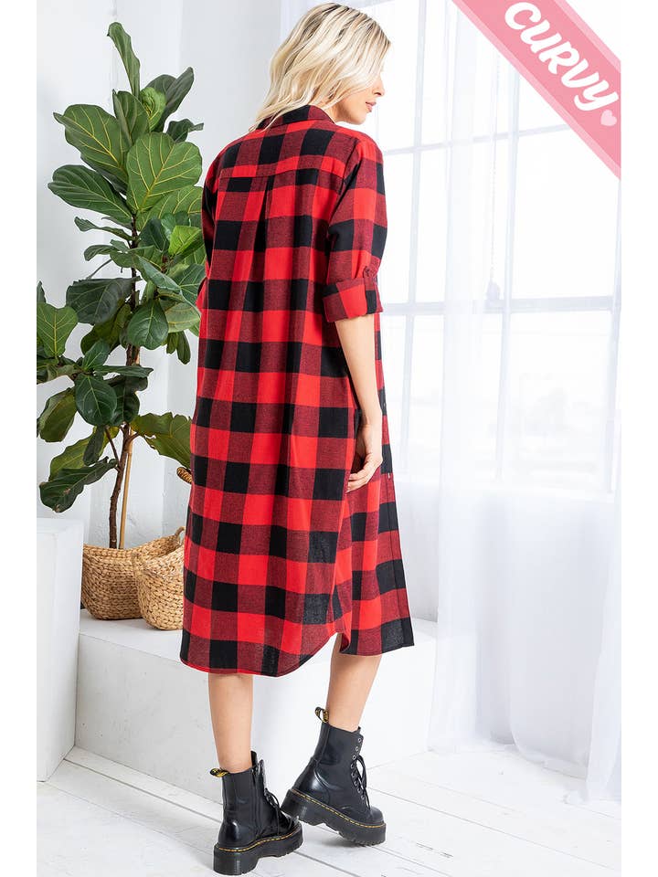 Sweet Lovely by Jen - Wholesale Button Down Shirt - Women's - SW2012PL PLAID BUTTON UP LONG SHIRT7