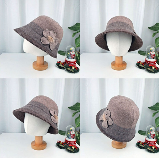 Comfortarians – wholesale Bucket hat – Women's – Women's Winter Adjustable Bucket Hat Wool Color block FW3