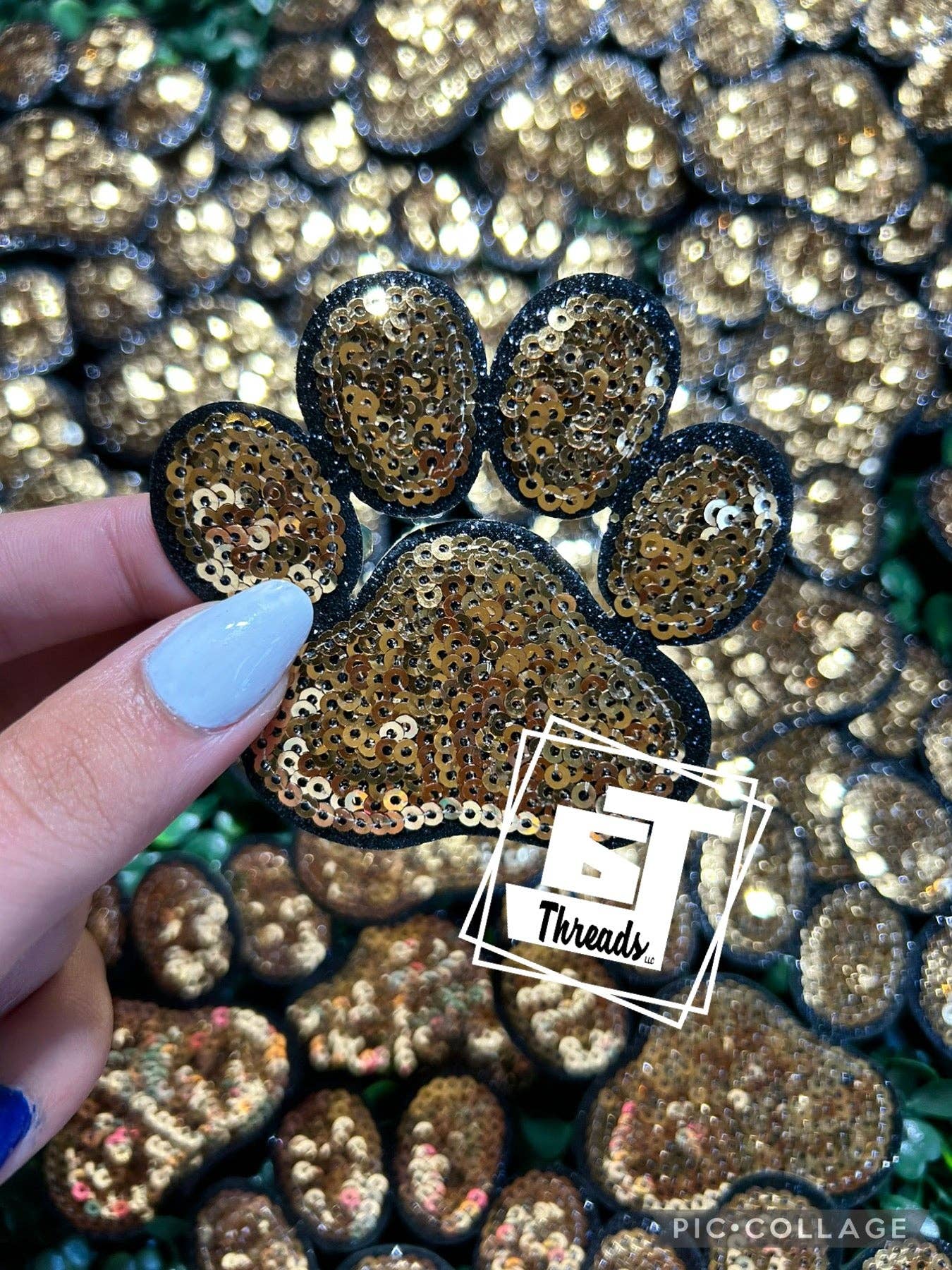 6j Threads LLC - Wholesale Patch - Sequin Paw Print Cap Patches1