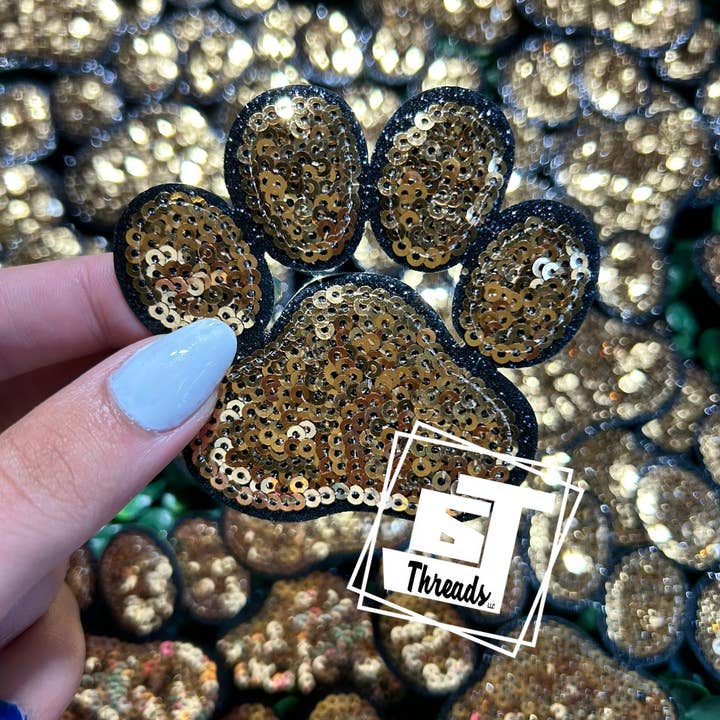 6j Threads LLC - Wholesale Patch - Sequin Paw Print Cap Patches1