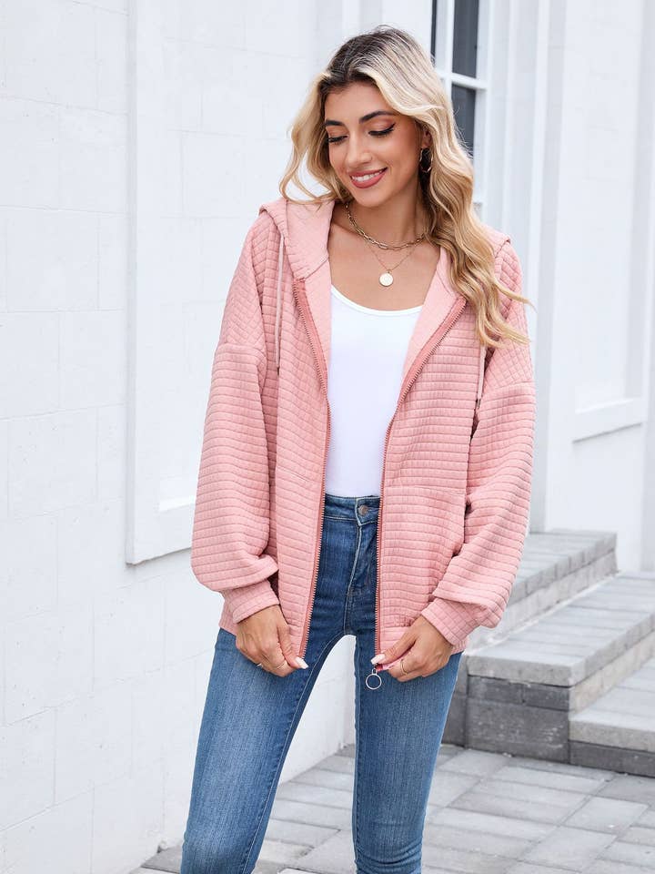 Hope & Sunshine - Wholesale Hoodie – Women's - Solid Full-Zip Hoodie with Pockets1