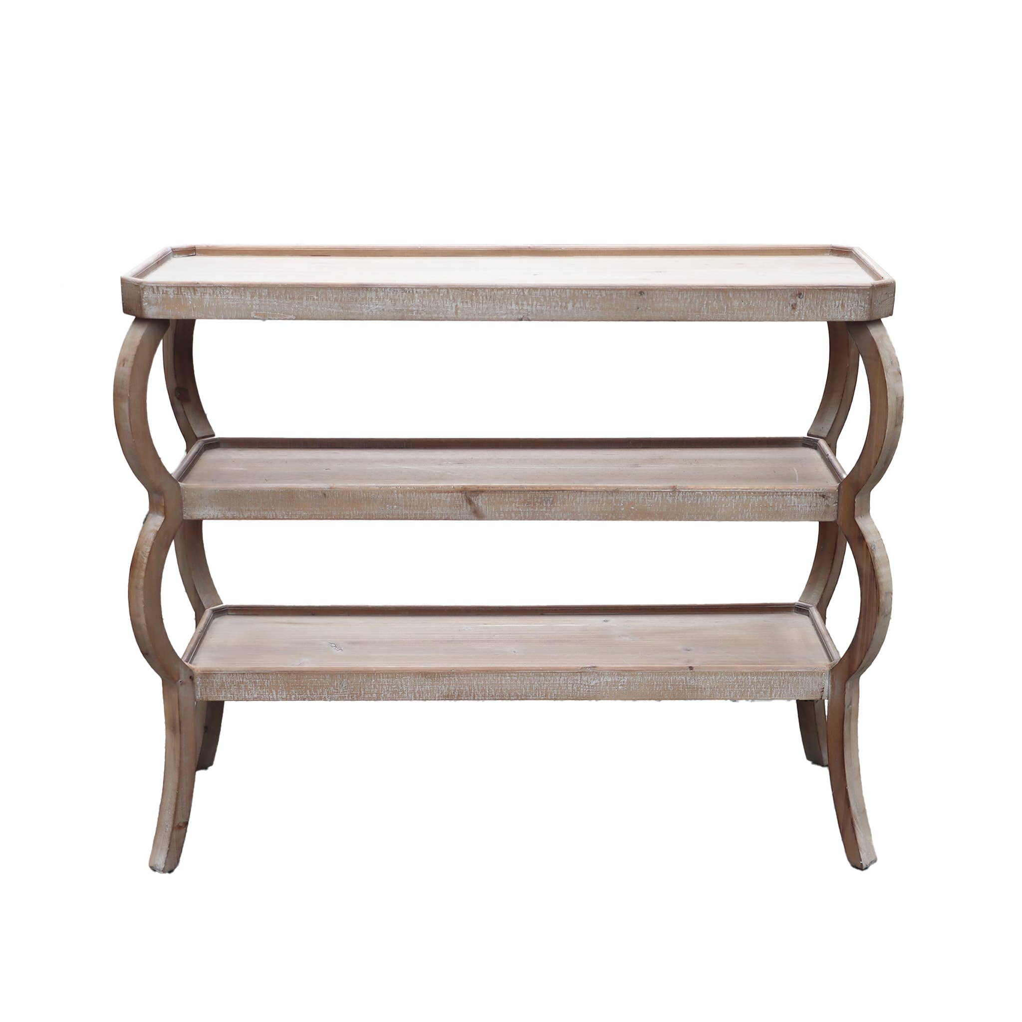 Paris Loft Inc - Wholesale Console Table - 3-Tier Wood Console Table with Wave Frame1