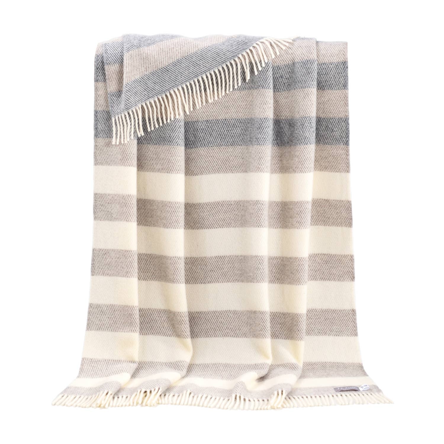 JJ Textile – wholesale Throw blanket – Megan Soft Grey and Brown Pure Wool Throw1