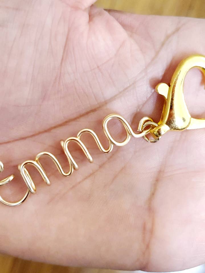 Custom Name Keychain with Heart Clasp for wholesale by Dina Loves Wire